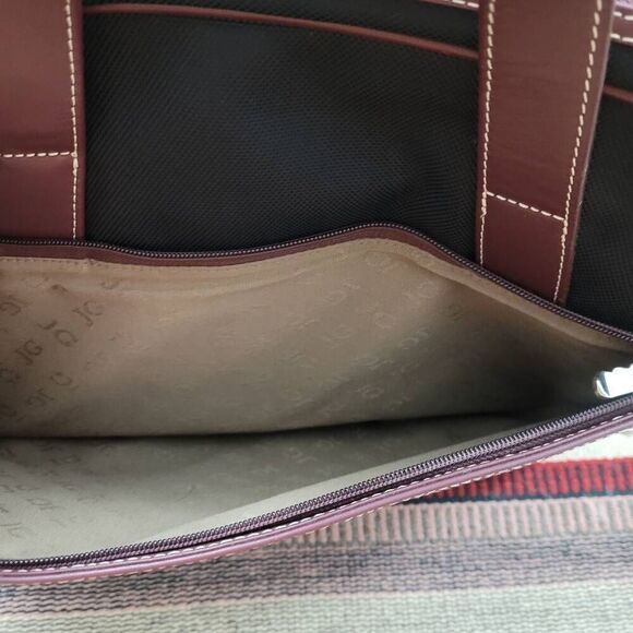 Jack Georges Black Brown Canvas Leather Messenger Laptop Bag Carry On Simple - Picture 9 of 12